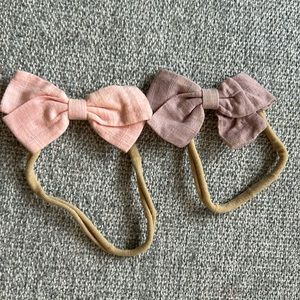 Baby headband bows. Pink and lavender. Set of 2